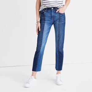 Madewell Cruiser Straight Crop Jeans Distressed Blue Two-Tone Edition Size 25